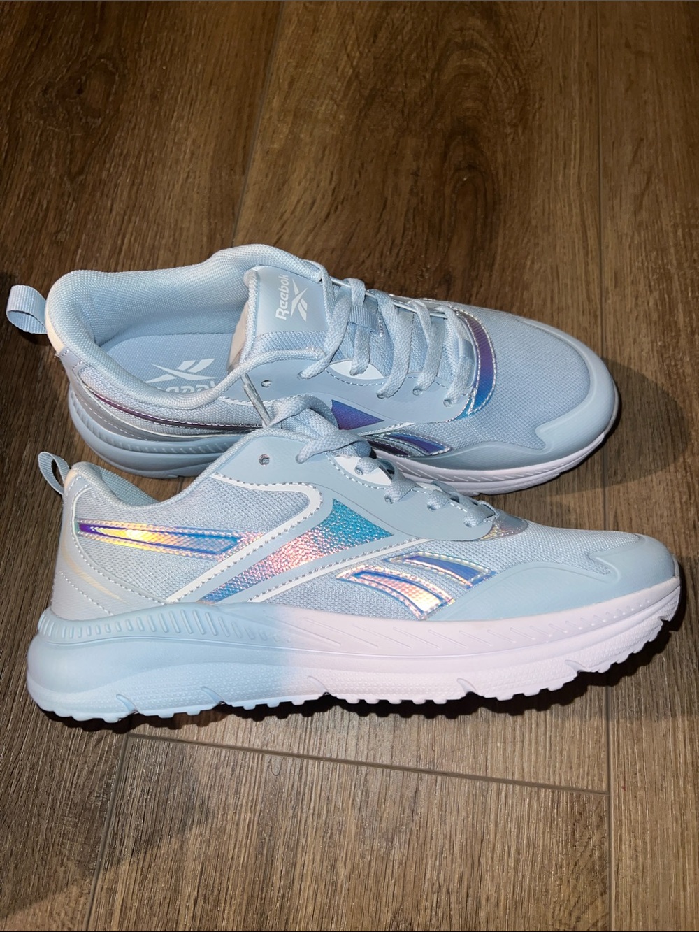 Reebok kids Light Blue Sneakers with Iridescent Accents